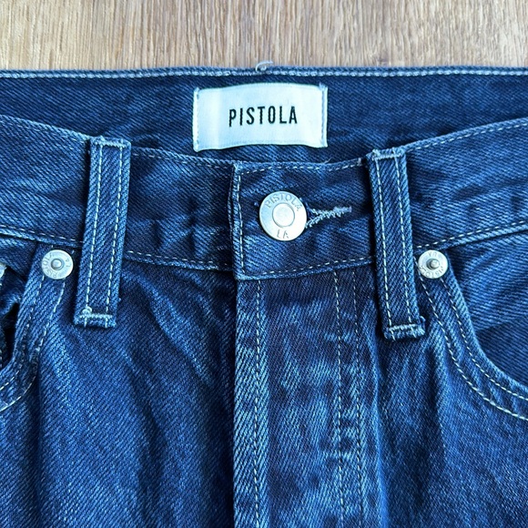 Pistola Dark Wash Button Fly Straight Leg Jeans High Rise - Picture 3 of 6